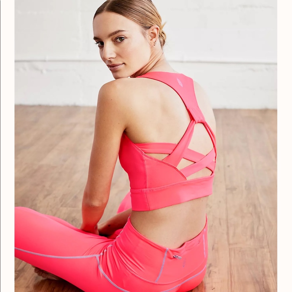 Free People Strappy Hot Pink Sports Bra